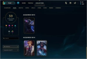 Conta Lol / Gold 1 / 61 Champs / 30 Skins - League of Legends