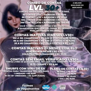 [LOL BR] - CONTAS INATIVAS|ATIVAS|SMURFS|PACKS - League of Legends
