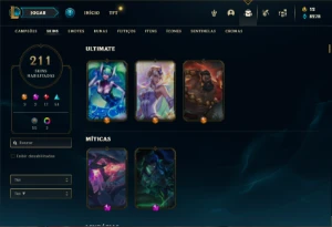 Conta prata 4 com 150 Champs e 210 Skins + 1000 RP- MAIN TOP - League of Legends LOL
