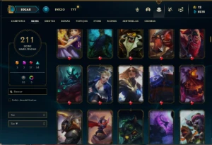 Conta prata 4 com 150 Champs e 210 Skins + 1000 RP- MAIN TOP - League of Legends LOL