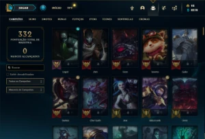 Conta prata 4 com 150 Champs e 210 Skins + 1000 RP- MAIN TOP - League of Legends LOL