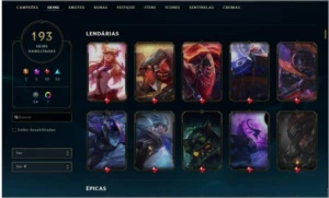 CONTA PLATINA, 193 SKINS, QUASE TODOS CAMPEÕES - League of Legends LOL