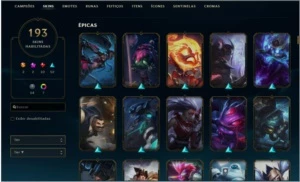 CONTA PLATINA, 193 SKINS, QUASE TODOS CAMPEÕES - League of Legends LOL