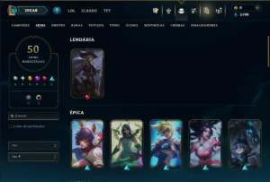 Ferro 1 com 35 Champs e 50 Skins - League of Legends LOL