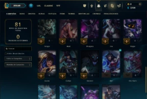Ferro 1 com 35 Champs e 50 Skins - League of Legends LOL