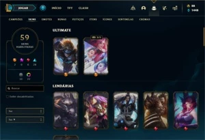 Conta ouro 4 com 100 Champs e 59 Skins + 400k de Yasuo - League of Legends LOL