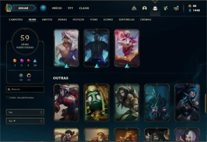 Conta ouro 4 com 100 Champs e 59 Skins + 400k de Yasuo - League of Legends LOL