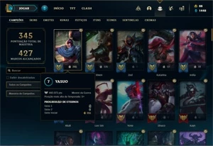 Conta ouro 4 com 100 Champs e 59 Skins + 400k de Yasuo - League of Legends LOL