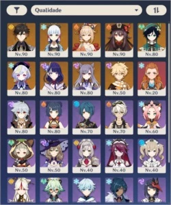 Conta Genshin Impact AR55, 8 personagens t5 e 5 armas t5.