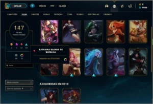 Conta Unranked com 110 champs, 147 skins ( MAIN KATARINA ) - League of Legends LOL