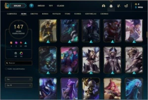 Conta Unranked com 110 champs, 147 skins ( MAIN KATARINA ) - League of Legends LOL