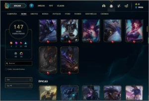 Conta Unranked com 110 champs, 147 skins ( MAIN KATARINA ) - League of Legends LOL