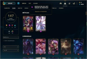 Conta Unranked com 110 champs, 147 skins ( MAIN KATARINA ) - League of Legends LOL