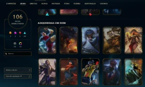 Conta Lol 104 Skins / 105+ Champs/ Unranked/ Chromas - League of Legends