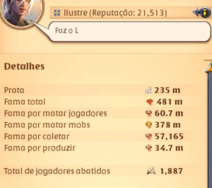 Conta Albion 500M De Fama +510M Em Prata + Skin De Lobo Rara