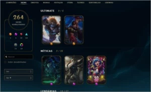Conta League of Legends +264 SKINS / MMR Diamond Season 10 LOL