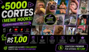 +500 Cortes Meme Hooks-Ganchos Virais para Memes, Reels e Sh - Vídeos e Cortes Cortes Virais