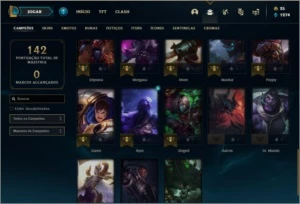 Conta unranked com 10 skins e 38 champs - League of Legends LOL
