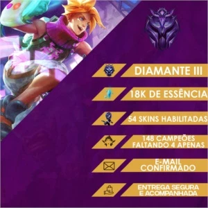 CONTA LOL - D3 ( 54 SKINS / CRIADA 2013 / LVL 194) - League of Legends