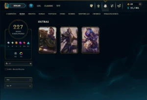 Unranked com TODOS os Champs e 227 Skins ( MID / JG / ADC ) - League of Legends LOL