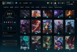 Unranked com TODOS os Champs e 227 Skins ( MID / JG / ADC ) - League of Legends LOL