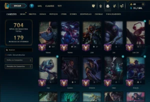 Unranked com TODOS os Champs e 227 Skins ( MID / JG / ADC ) - League of Legends LOL