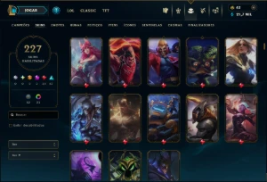 Unranked com TODOS os Champs e 227 Skins ( MID / JG / ADC ) - League of Legends LOL