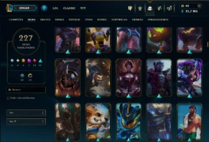 Unranked com TODOS os Champs e 227 Skins ( MID / JG / ADC ) - League of Legends LOL