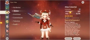 Conta Genshin impact AR 24 Klee, Qiqi C1 e atlas celestial