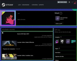 conta antiga steam 13 anos medalhas 5 e 10 anos de serviço - Counter Strike CS