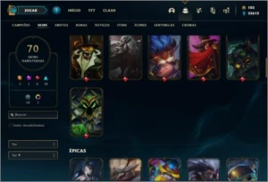 Conta unranked com Rammus Rei e Singed Pelotão Riot - League of Legends LOL