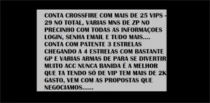 CONTA CROSSFIRE MUITA VIP E BARATA
