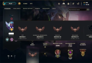 Bronze 4 com TODOS os champs e 207 Skins - League of Legends LOL