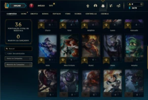 Mestre com 40 Champs e 1 Skin + 11 Fragmentos + 39 PDL - League of Legends LOL