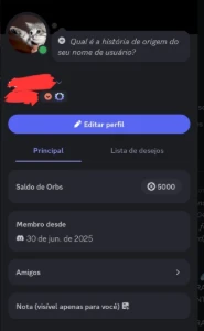 Conta do discord 2025, com insígnia hypesquad e 5k de orbs