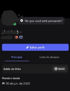 Conta do discord 2025, com insígnia hypesquad e 5k de orbs