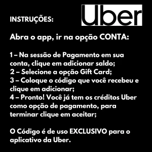 Uber Cartão Presente Gift Card R$ 50 Reais - Gift Cards