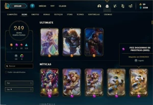 Conta Unranked com 150 Champs e 249 Skins + 4 Prestigios - League of Legends LOL