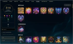 Conta lol plat1 com 413 skins, criada em 2013 - League of Legends