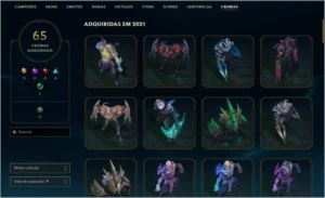 Conta lol plat1 com 413 skins, criada em 2013 - League of Legends
