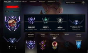 Conta lol plat1 com 413 skins, criada em 2013 - League of Legends