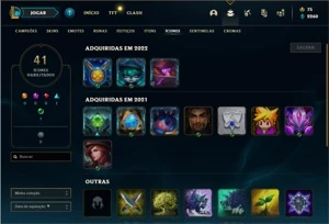 Conta platina 2 com 27 Champs e 10 Skins + 5 Espolios - League of Legends LOL