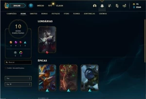Conta platina 2 com 27 Champs e 10 Skins + 5 Espolios - League of Legends LOL