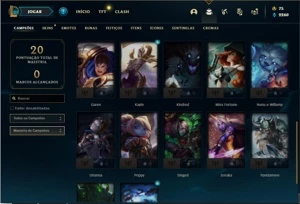 Conta platina 2 com 27 Champs e 10 Skins + 5 Espolios - League of Legends LOL