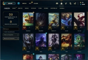Conta platina 2 com 27 Champs e 10 Skins + 5 Espolios - League of Legends LOL
