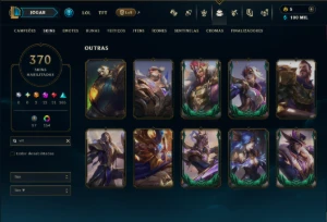 Platina 1 com TODOS os Champs e 370 Skins +9 Prestigios - League of Legends LOL