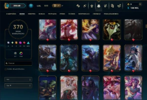 Platina 1 com TODOS os Champs e 370 Skins +9 Prestigios - League of Legends LOL