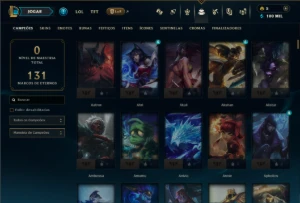 Platina 1 com TODOS os Champs e 370 Skins +9 Prestigios - League of Legends LOL