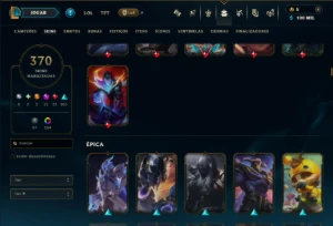 Platina 1 com TODOS os Champs e 370 Skins +9 Prestigios - League of Legends LOL