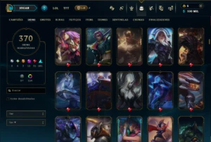 Platina 1 com TODOS os Champs e 370 Skins +9 Prestigios - League of Legends LOL
